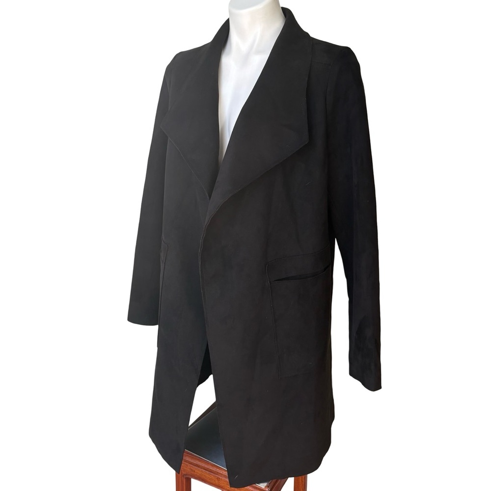 MOD Long Sleeve Open Front Faux Suede Coatigan, Sz M - Picture 8 of 14